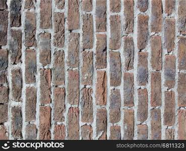 Very old dark red brick wall texture