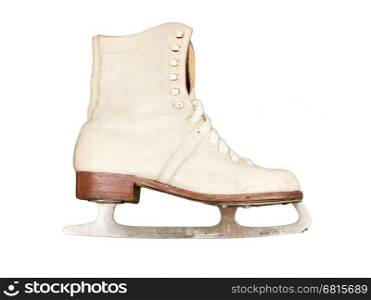 Very old figure skate, isolated on white background