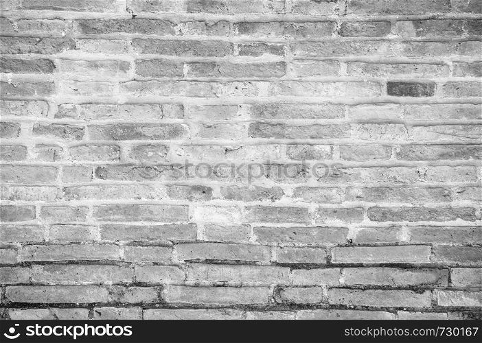 Very old grunge white and gray tone brick wall texture background - Monotone brick wall wallpaper