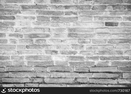 Very old grunge white and gray tone brick wall texture background - Monotone brick wall wallpaper