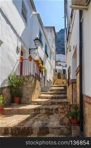 Very steep, narrow street, Ubrique, Cadiz Province, Spain