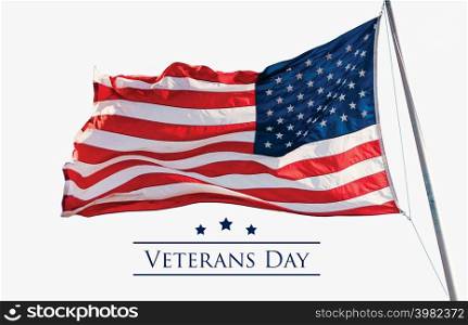 Veterans Day Holiday Banner with American flag and Stars on the background. Vector illustration . Veterans Day Holiday Banner with American flag and Stars on the background.