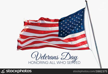 Veterans Day Holiday Banner with American flag on the background. Vector illustration . Veterans Day Holiday Banner with American flag on the background.