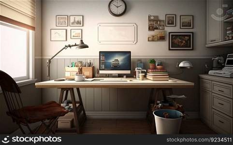 Veterinary office with medical equipment, instruments and medicines. AI generated. Retro interior, with a desk.. Veterinary office with medical equipment, instruments and medicines. AI generated