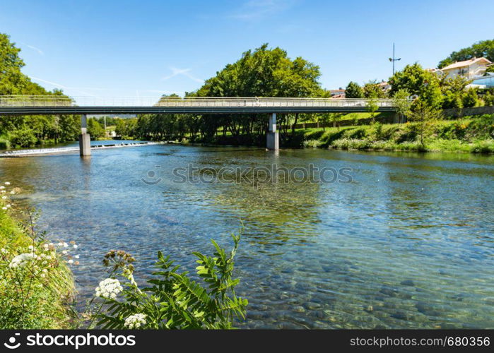 Vez river and village of Arcos de Valdevez, in Minho, Portugal.