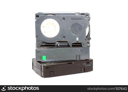 VHS-C small video cassettes isolated on white background. VHS-C small video cassettes isolated on white background.