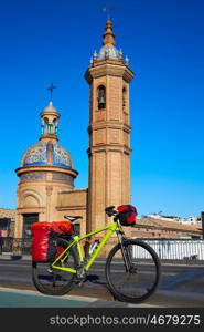 Via de la plata bike at Isabel II bridge Capilla del Carmen in Triana Seville Andalusia Spain