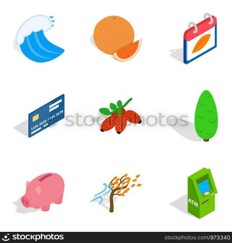 Viable icons set. Isometric set of 9 viable vector icons for web isolated on white background. Viable icons set, isometric style
