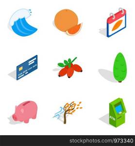 Viable icons set. Isometric set of 9 viable vector icons for web isolated on white background. Viable icons set, isometric style
