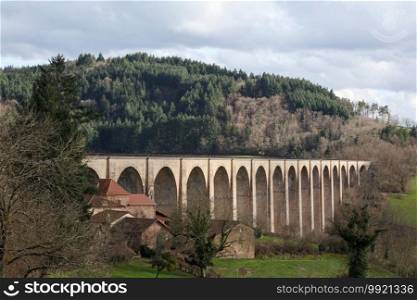 Viaduct of Mussy sous Dun in Burgundy, France 