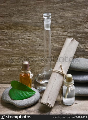 Vials of perfume oils in old fragrance lab