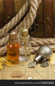 Vials of perfume oils, still-life