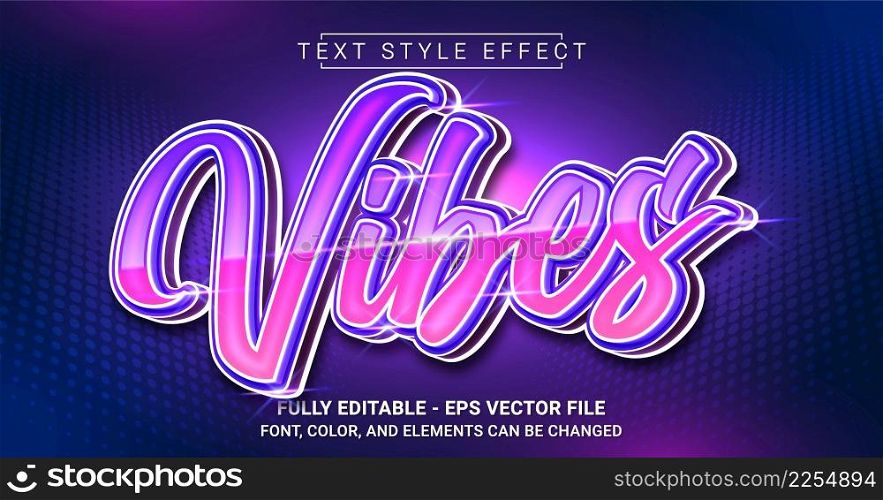 Vibes Text Style Effect. Graphic Design Element.