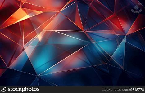 Vibrant abstract background with blue and orange triangles creating a dynamic composition. Created with generative AI tools. Vibrant abstract background with blue and orange triangles. Created by AI