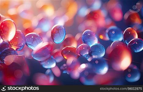 Vibrant close-up composition of colorful glass bubbles. Created with generative AI tools. Vibrant close-up composition of colorful glass bubbles. Created by AI