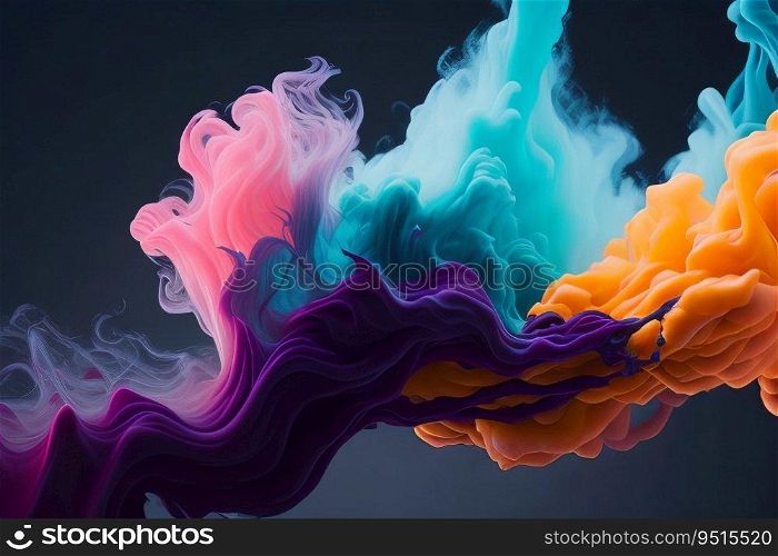 Vibrant Colored Smoke in Water  Stunning Ink Dissolution Visuals. Generative AI.