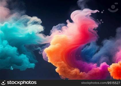 Vibrant Colored Smoke in Water  Stunning Ink Dissolution Visuals. Generative AI.