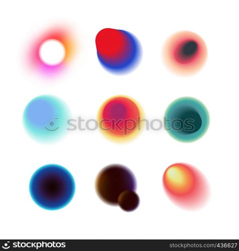 Vibrant colorful circles with blurred radiant gradients vector collection. Color vibrant bright spectrum, gradient colorful illustration. Vibrant colorful circles with blurred radiant gradients vector collection