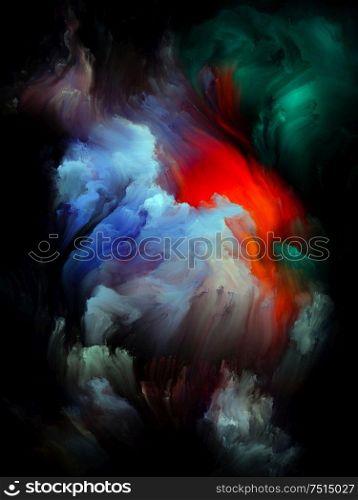 Vibrant colors interplay on black canvas on the subject of creativity, imagination, inner world and art