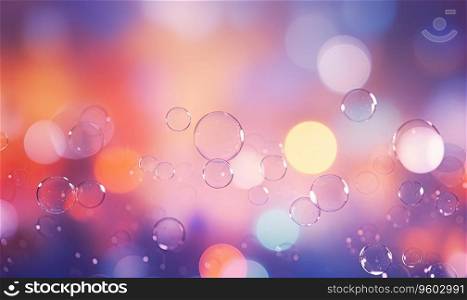 Vibrant composition of floating water droplets on a colorful backdrop with iridescent shimmer. Created with generative AI tools. Vibrant composition of floating water droplets. Created by AI