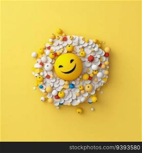 Vibrant Emoji Mosaic  Minimalistic Paper Cut Craft Illustration for World Emoji Day. For print, web design, UI, poster and other.