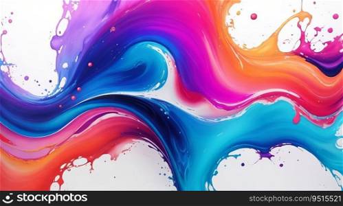 Vibrant Fluid Art  Beautiful Abstract Background with Liquid Paints and Bright Color Splashes. Generative AI.