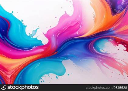 Vibrant Fluid Art: Beautiful Abstract Background with Liquid Paints and Bright Color Splashes. Generative AI.