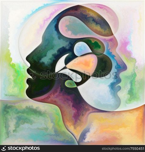 Vibrant Minds. Colors In Us series. Design composed of human silhouettes, art textures and colors interplay as a metaphor for life, drama, poetry and perception