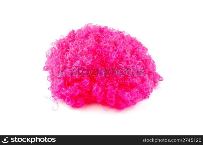 vibrant pink wig isolated on white background