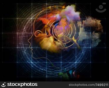 Vibrant Thinking. Inner Nature series. Image of child&rsquo;s mind illustration fused with fractal paint in conceptual relevance to art, creativity, poetry and spiritual life