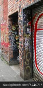 VICTORIA, BC - APR 9 - Urban graffiti murals brighten Old Town&rsquo;s alleys on Apr 9, 2011 in Victoria, BC, Canada