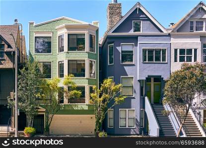 Victorian style homes in San Francisco, California, USA