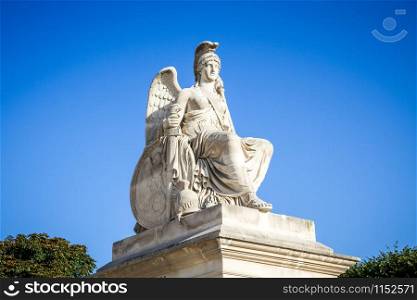 Victorious France statue near the Triumphal Arch of the Carrousel in Paris. Victorious France statue near the Triumphal Arch of the Carrousel, Paris