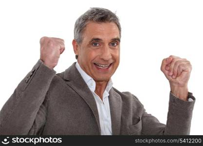 Victorious man isolated on white background