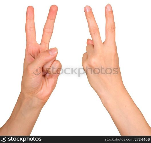 Victory gesture isolated on the white background