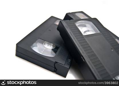 video cassettes on white
