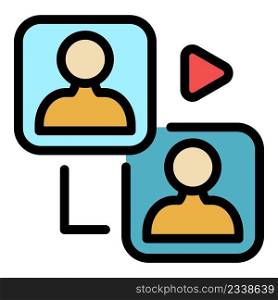Video chat icon. Outline video chat vector icon color flat isolated. Video chat icon color outline vector