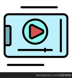 Video clip on smartphone icon. Outline video clip on smartphone vector icon color flat isolated. Video clip on smartphone icon color outline vector