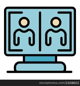 Video conversation icon. Outline video conversation vector icon color flat isolated. Video conversation icon color outline vector
