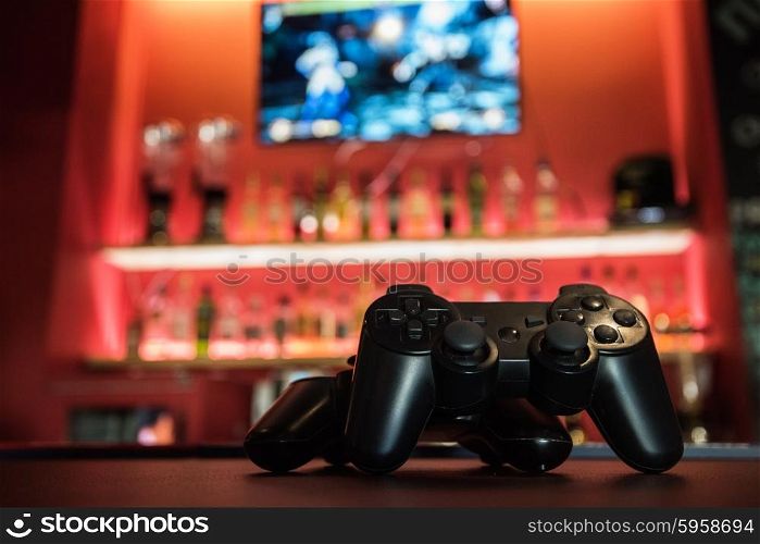 Video games at bar. Video games at bar counter