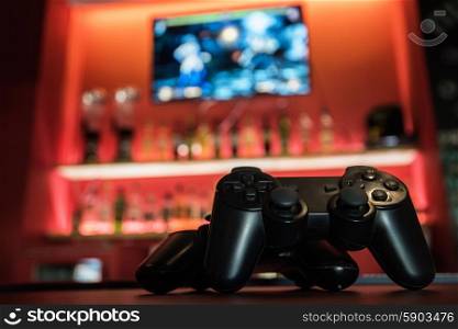 Video games . Video games at bar counter