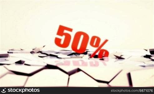 50 percent discount falling and smashing the ground with slow motion