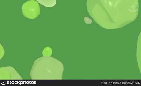 A computer generated animation of flowing, floating globular shapes