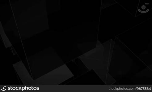 A computer-generated black and white background, a fast-paced clip with strobing and flickering rotating cubes of various sizes