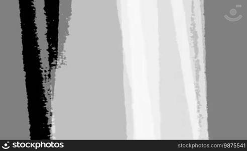 A computer-generated black and white background of vertical moving lines with a ripped or torn paper effect and digital noise