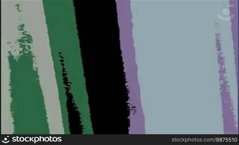 A computer-generated multicolored background of vertical moving lines with a ripped or torn paper effect