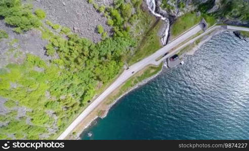 Aerial footage road in Norway. Beautiful Nature Norway