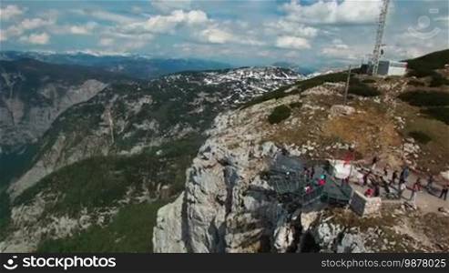 Aerial panoramic view of observation deck 5 Fingers in Austria, Obertraun