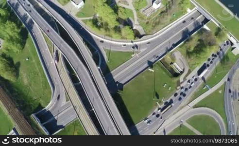 Aerial view of a freeway intersection