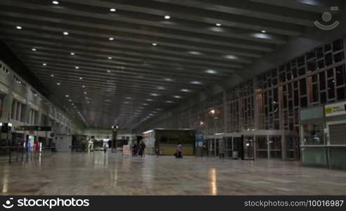 Airport hall with passengers.